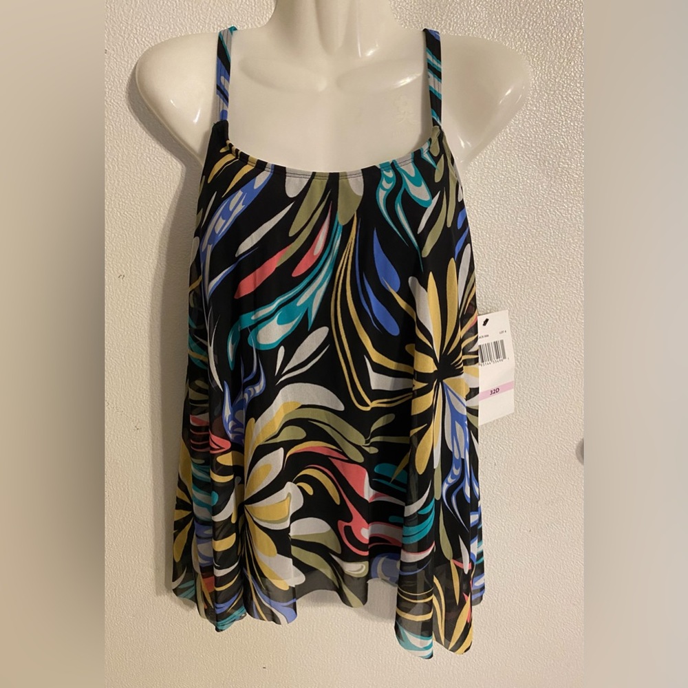 Coco Reef 32D Tankini underwire support swimwear top NEW multicolor